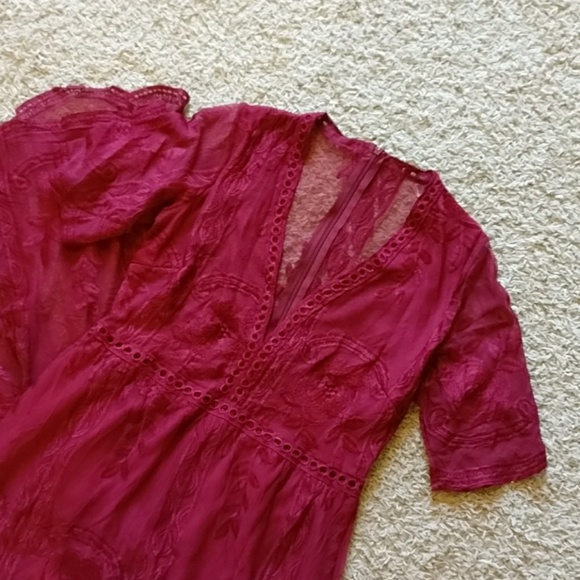 Red Embroidered Lace Maxi Romper - Picture 4 of 8